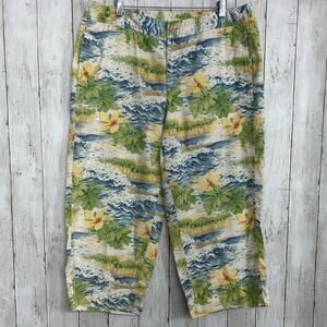 Liz Claiborne Audra Tropical Floral Cropped Plus Size Lightweight Cotton Pants